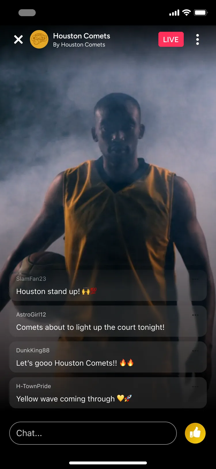 In-app livestream with live chat